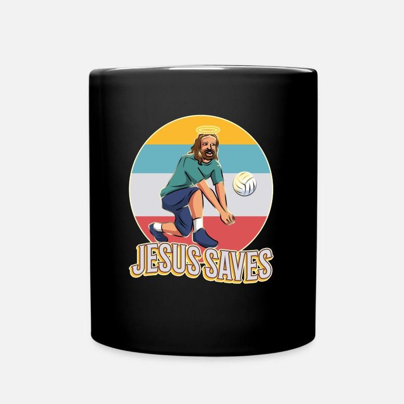 Jesus and Volleyball - Tasse einfarbig - Schwarz