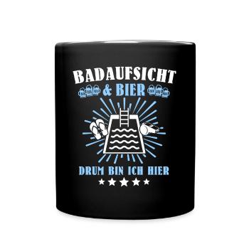 Bademeister Schwimmmeister - Tasse einfarbig - Schwarz - Vorne