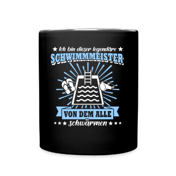 Bademeister Schwimmmeister - Tasse einfarbig - Schwarz - Vorne