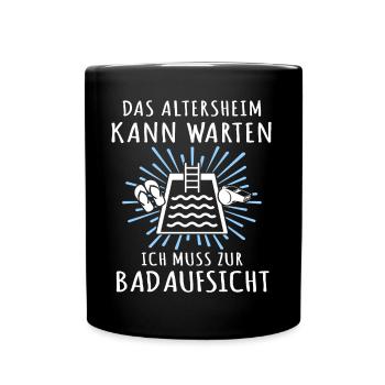 Bademeister Schwimmmeister - Tasse einfarbig - Schwarz - Vorne
