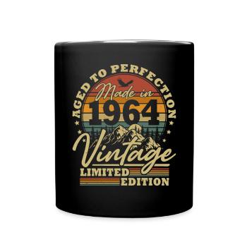 Vintage 1964 Jahrgang Geburtstag Retro Geschenk - Tasse einfarbig - Schwarz - Vorne
