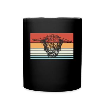 Hochlandrind Cattle Cow - Tasse einfarbig - Schwarz - Vorne