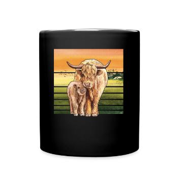 Vache bovine des Highlands - Mug uni - noir - Devant