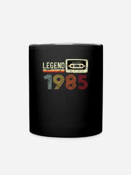 1985 Birthday Vintage Cassette - Full Colour Mug - black