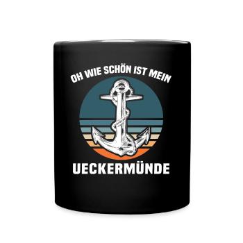 Ueckermünde Sprüche Ueckermünder Spruch - Tasse einfarbig - Schwarz - Vorne