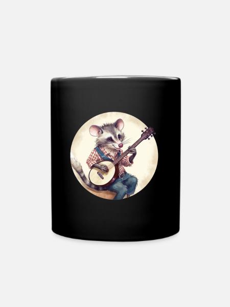 Opossum spielt Banjo - Tasse einfarbig - Schwarz
