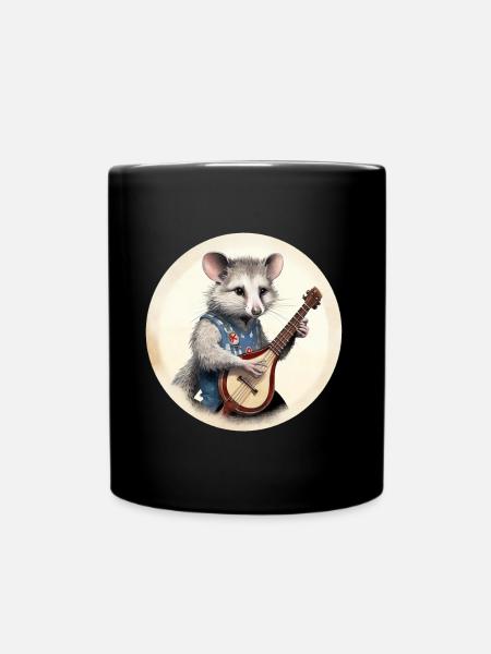 Opossum spielt Banjo - Tasse einfarbig - Schwarz