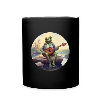 Frog joue du banjo - Mug uni - noir - Devant