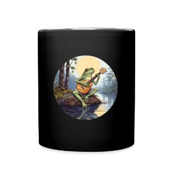 Frog joue du banjo - Mug uni - noir - Devant