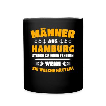 Hamburg Mann Hamburger - Tasse einfarbig - Schwarz - Vorne
