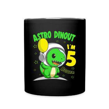 5 Years old Birthday Boy Astro Dinout - 5th B-Day - Full Colour Mug - black - Front