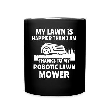 Tondeuse robot - Mug uni - noir - Devant