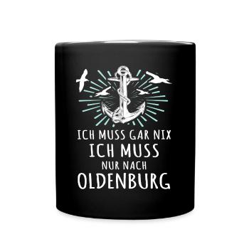 Oldenburg Sprüche Oldenburger - Tasse einfarbig - Schwarz - Vorne