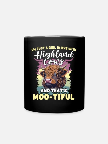 Highland Cattle Girl Cattle Cow - Mug uni - noir