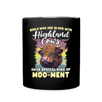 Hochlandrinder Mädchen Cattle Cow - Tasse einfarbig - Schwarz - Vorne