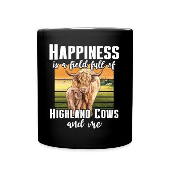 Hochlandrinder Mädchen Cattle Cow - Tasse einfarbig - Schwarz - Vorne
