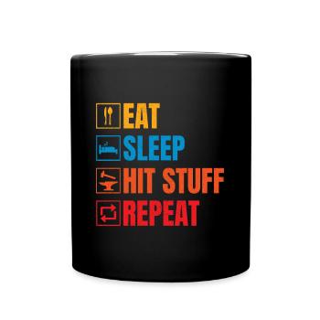 Eat Sleep Hit Stuff Repeat Metalsmith Gift Idea - Full Colour Mug - black - Front