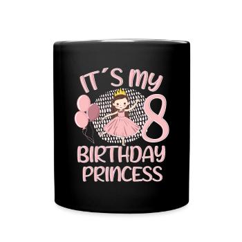 Anniversaire Princesse 8 ans Bday Party Cadeau - Mug uni - noir - Devant