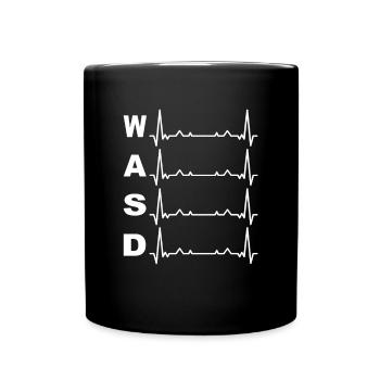 Gaming Design WASD PC Herzschlag weiß - Tasse einfarbig - Schwarz - Vorne