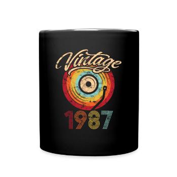 1987 Anniversaire Vinyle Vintage - Mug uni - noir - Devant