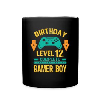 Twelve 12yr BDay Son Boy Funny Gamer 12th 12 Year - Full Colour Mug - black - Front