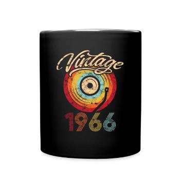 1966 Birthday Vinyl Vintage - Full Colour Mug - black - Front