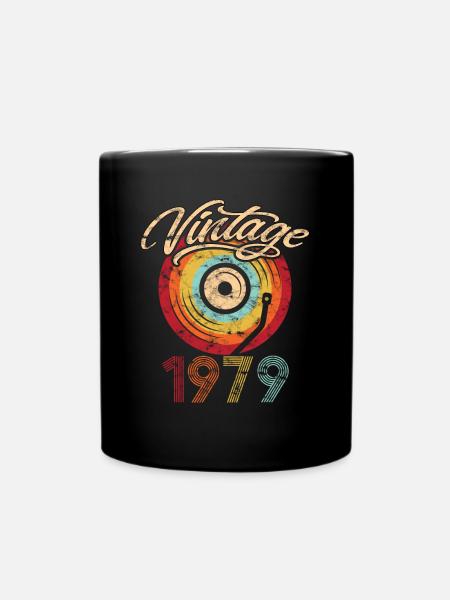 1979 Geburtstag Vinyl Vintage - Tasse einfarbig - Schwarz