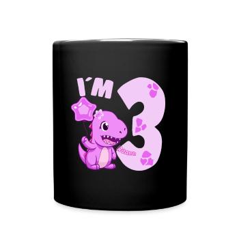 Cute Dinosaur I'm 3 Dino Birthday Girl - Tasse einfarbig - Schwarz - Vorne