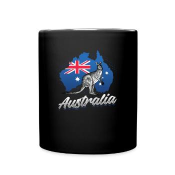 Australia, Tourist, Travel, Kangoroo - Full Colour Mug - black - Front