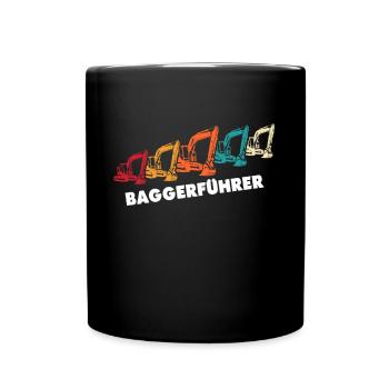 Bagger Ich Liebe Baggerfahrer - Tasse einfarbig - Schwarz - Vorne