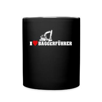 Bagger Ich Liebe Baggerfahrer - Tasse einfarbig - Schwarz - Vorne