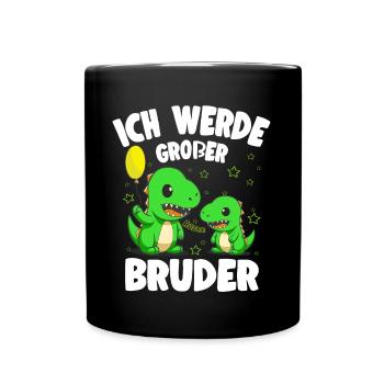 Ich werde Werde großer Bruder Dinosaurier Dinos - Tasse einfarbig - Schwarz - Vorne
