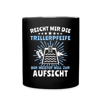 Schwimmmeister Sprüche Bademeister - Tasse einfarbig - Schwarz - Vorne