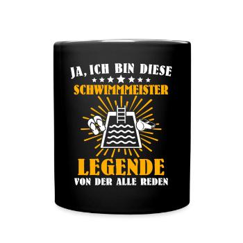 Schwimmmeister Sprüche Bademeister - Tasse einfarbig - Schwarz - Vorne