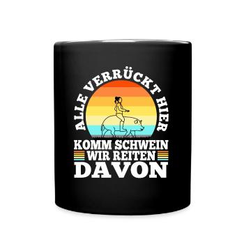 Everybody crazy here come pig we're going - Full Colour Mug - black - Front