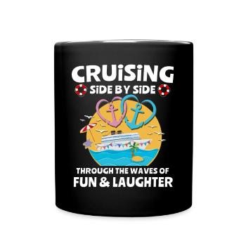 Cruise Couple Sea Voyage Cruise Ship - Full Colour Mug - black - Front