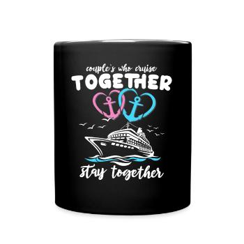 Cruise Couple Sea Voyage Cruise Ship - Full Colour Mug - black - Front
