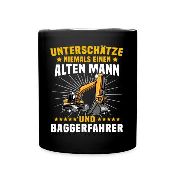 Bagger Baggerfahrer Baggern - Tasse einfarbig - Schwarz - Vorne