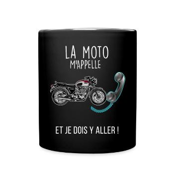 motard téléphone humour moto citation - Mug uni - noir - Devant