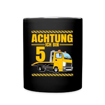 Abschlepper Lkw Geburtstagshirt Achtung Ich Bin 5 - Tasse einfarbig - Schwarz - Vorne