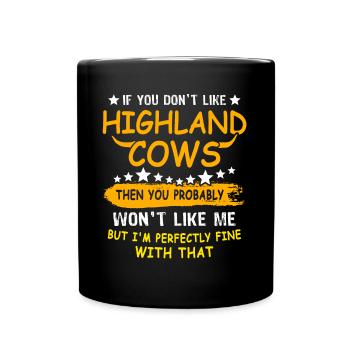 Hochlandrinder Highland Cow - Tasse einfarbig - Schwarz - Vorne