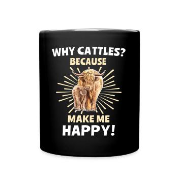 Hochlandrinder Happy Highland Cow - Tasse einfarbig - Schwarz - Vorne