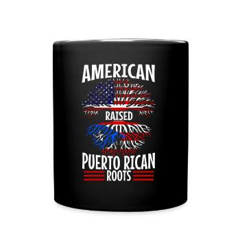 Américain élevé avec des racines portoricaines - Mug uni - noir - Devant
