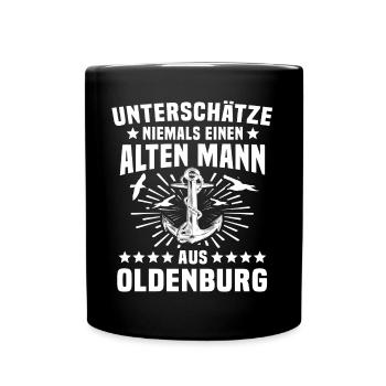 Oldenburg Sprüche Oldenburger - Tasse einfarbig - Schwarz - Vorne