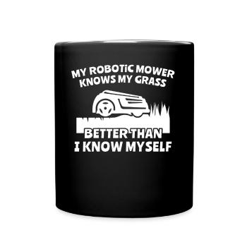 Tondeuse robot - Mug uni - noir - Devant