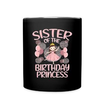 Sister Of the Birthday Boy Princess Gift Deco - Full Colour Mug - black - Front