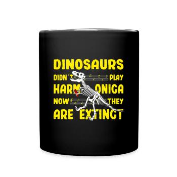 Harmonicist Funny Dinosaurs Joke Harmonica Gift - Full Colour Mug - black - Front