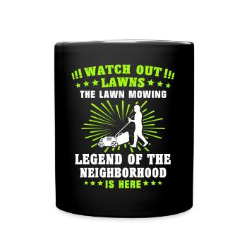 Tondeuse à gazon légende tonte de pelouse - Mug uni - noir - Devant