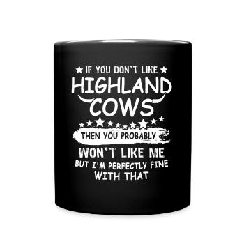 Hochlandrinder Highland Cow - Tasse einfarbig - Schwarz - Vorne
