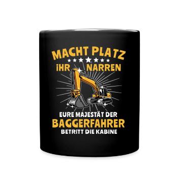 Bagger Baggerfahrer - Tasse einfarbig - Schwarz - Vorne